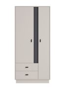Moderner Schrank mit zwei Schubladen Niel 01, Farbe: Kaschmir, zwei Türen, Maße: 195 x 90 x 60 cm, eine Kleiderstange, fünf Holzeinlegeböden, sechs Fächer