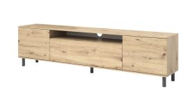 Hängender TV-Schrank / TV-Möbel Zapopan 123, Push-to-open Funktion, ein Kabelloch, Farbe: Eiche Artisan, Maße: 42 x 200 x 40 cm, vier Fächer, modernes Design