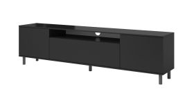 Hängendes TV-Möbel / TV-Schrank Zapopan 129, mit eleganten Design, Farbe: Schwarz, Maße: 42 x 200 x 40 cm, langlebig und stabil, für Wohnzimmer