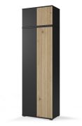 Kleiderschrank mit Schrankaufsatz Valtierrilla 03, Farbe: Eiche Artisan / Schwarz, Push-to-open Funktion, ausziehbare Kleiderstange, Maße: 225 x 70 x 40 cm