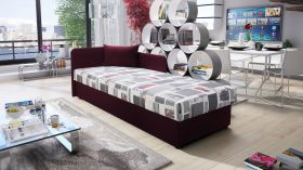 Neutrales Tagesbett / Gästebett mit Polsterung Lobatos 53, Farbe: Violett, mit genügend Stauraum, Kopfteil links, Liegefläche: 80 x 195 cm, Sofa-Bett