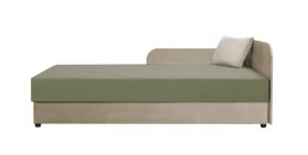 Gästebett / Tagesbett Lobatos 92, Kopfteil rechts, inkl. Kissen, Farbe: Beige / Grün, Bonellfederkernung, Liegefläche: 80 x 195 cm, aufklappbarer Stauraum, für Gästezimmer
