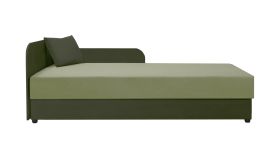 Tagesbett / Gästebett mit bequemer Polsterung Lobatos 33, Farbe: Dunkelgrün / Grün, inkl. Kissen, Liegefläche: 90 x 195 cm, Stauraum, Kopfteil links