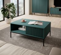 Couchtisch im modernen Design Worthing 07, Farbe: Grün / Schwarz - Abmessungen: 46 x 104 x 68 cm (H x B x T)