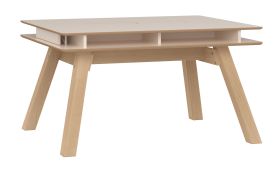 Esstisch | ausziehbar | Farbe: Beige / Eiche | Maße: 139 x 100 cm | ausziehbar bis 220 cm | Nische für Blumen oder frische Kräuter | sehr Stabil