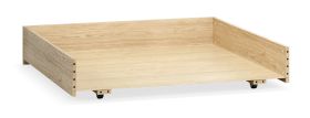 Bettschublade auf Rollen | Farbe: Eiche | praktischer Stauraum | Maße: 199 x 87 x 20 cm | perfekt für Bettwäsche oder saisonale Kleidung