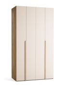Falttür / Kleiderschrank | Farbe: Beige / Eiche | 2 Türen | Soft-Close-Funktion | 124 x 60 x 225 cm | inkl. LED-Beleuchtung mit Bewegungssenor