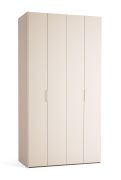 Falttür / Kleiderschrank | Farbe: Beige | 2 Türen | inkl. LED-Beleuchtung | 3 Schubladen | Griffe: Rose Gold | 127 x 60 x 225 cm | eine Kleiderstange
