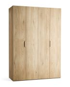 Falttür / Kleiderschrank | Farbe: Eiche | 2 Türen | 3 Kleiderstangen | 160 x 60 x 225 cm | 11 Fächer | inkl. LED-Beleuchtung mit Sensor | Soft-Close