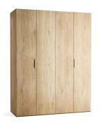 Falttür / Kleiderschrank | Farbe: Eiche | 2 Türen | inkl. LED-Beleuchtung mit Bewegungssenor | 175 x 60 x 225 cm | Soft-Close | 3 Kleiderstangen