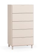 Kommode | schmal | 5 Schubladen | Farbe: Beige | Soft-Close Funktion | Maße: 62,5 x 47 x 121 cm | Beine: Beige | schlichtes Design | für Wohnzimmer