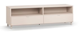 TV-Unterschrank / TV-Möbel | Farbe: Beige | zwei Schubladen | zwei Fächer | Maße: 180 x 47 x 55,5 cm | schlichtes Design | Soft-Close | für Wohnzimmer