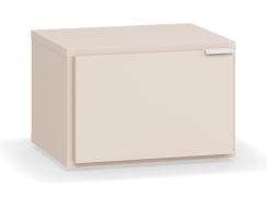 Nachtkommode | 1 Drehtür | Farbe: Beige | zwei Fächer | Nachtkästchen | Soft-Close Funktion | Maße: 45 x 40 x 30 cm | beidseitig montierbar