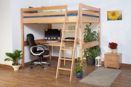 Kinderbett Hochbett Christoph Buche Vollholz massiv Natur inkl. Rollrost - 140 x 200 cm