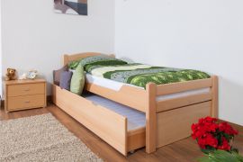Einzelbett / Gästebett "Easy Premium Line" K1/2h inkl. 2. Liegeplatz und 2 Abdeckblenden, 90 x 200 cm Buche Vollholz massiv Natur