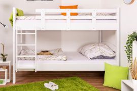 Etagenbett für Erwachsene "Easy Premium Line" K17/n, Buche Vollholz massiv weiß lackiert - Liegefläche: 90 x 200 cm (B x L), teilbar