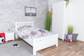 Kinderzimmer - Jugendzimmer Komplett-Set L Junco in Weiß, 3-teilig, massives Kiefernholz, Landhausstil, Bett 100 x 200 cm, Kleiderschrank, Nachtkommode