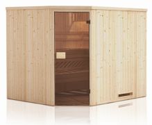 Elementsauna Tirari 68 mm mit Dachkranz - Außenmaße (B x T x H): 244 x 194 x 199 cm