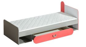Kinderbett / Jugendbett Klemens 13, Farbe: Rosa / Weiß / Grau - Liegefläche: 80 x 195 cm (B x L)