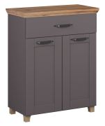 Schuhschrank Cuenca 10, Farbe: Eiche / Grau - Abmessungen: 99 x 80 x 39 cm (H x B x T)