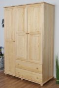 Kleiderschrank Kiefer Vollholz massiv natur Junco 06 - Abmessung: 195 x 135 x 59 cm (H x B x T)