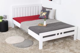 "Easy Premium Line" Doppelbett K8 in Überlänge 140 x 220 cm, Buche Vollholz massiv weiß lackiert
