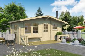 Saunahaus Landfriedstein 07 inkl. Fußboden - 70 mm Blockbohlenhaus, Grundfläche: 19,4 m², Satteldach