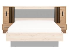 2er Set Nachtkommode Indika 15, Farbe: Eiche Artisan / Schwarz, eine Schublade, ABS, Maße: 115,5 x 93,5 x 35 cm, für Schlafzimmer
