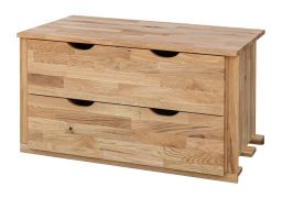 Modul 100 cm für Kleiderschrank Thari, 52 x 96 x 50cm, mit 2 Schubladen, in Eiche Natur, zum Verstauen von Wäsche, Massivholz