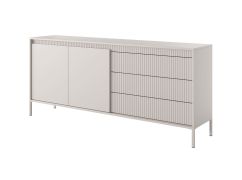 Lange Kommode / Sideboard mit drei Schubladen Balta 03, vier Fächer, Push-to-open Funktion, Farbe: Beige, Maße: 81 x 187 x 39,5 cm, ABS-Kantenschutz