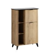 Highboard / Kommode | Eiche Cremona / Schwarzer Marmor | Griffe aus Metall | ABS-Kantenschutz | 78 x 36,5 x 114 cm | 6 Fächer | 2 Türen 