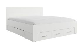 Doppelbett | genügend Stauraum | Farbe: Weiß | Liegefläche: 180 x 200 cm | 5 Schubladen | zeitlos und modern | Griffe: Metall | für Schlafzimmer