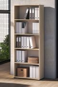 Regal | Farbe: Eiche Lindberg | Soft-Close Funktion | 5 Fächer | 79 x 34 x 203 cm | für Büro und Homeoffice | Hochwertig Verarbeitet