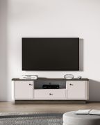 TV-Unterschrank | 1 Schublade | Farbe: Kaschmir / Eiche Windmill dunkel | Soft-Close-Funktion | TV-Möbel | 2 Türen | Maße: 160 x 40 x 50 cm | 1 Kabeldurchführung