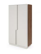 Kleiderschrank | Farbe: Kaschmir / Alba-Walnuss | 2 Drehtüren | 1 Kleiderstange | 6 Fächer | 103 x 52 x 195 cm | Push-to-open Funktion | Drehtürenschrank