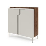 Kommode | Farbe: Kaschmir / Alba-Walnuss | 2 Drehtüren | 3 Fächer | 103 x 42 x 110 cm | hochwertig Verarbeitet | Push-to-open Funktion | Beine: Metall