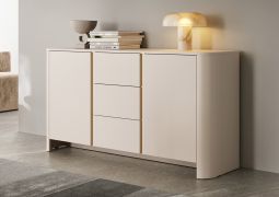 Kommode | Vytgarth 05 | 84 x 168 x 39 cm | Kaschmir | 3 Schubladen | 2 Türen | 4 Fächer | Sideboard | Push-to-Open | Anrichte | viel Stauraum
