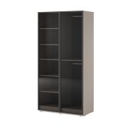 Kleiderschrank mit Glastüren | Schwarz / Kaschmir | 200 x 101 x 51 cm | Bainton 06 | großzügiger Platz | 6 Fächer | 2 Kleiderstangen | Zweifarbig