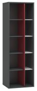 Jugendzimmer - Regal Maldonado 09, Farbe: Grau / Weiß - Abmessungen: 202 x 65 x 42 cm (H x B x T)