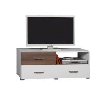TV-Unterschrank Bulolo 17, Farbe: Weiß / Nuss - Abmessungen: 47 x 120 x 50 cm (H x B x T)