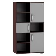 Regal Tabubil 19, Farbe: Wenge / Grau - Abmessungen: 145 x 80 x 41 cm (H x B x T)