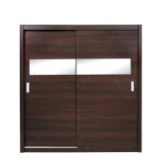Schiebetürenschrank / Kleiderschrank Sepatan 06, Farbe: Wenge - Abmessungen: 210 x 200 x 60 cm (H x B x T)