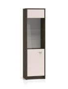 Vitrine Mackenzie 02 | Farbe: Eiche Dunin / Kaschmir Hochglanz | Maße: 55 x 40 x 195 cm | 2 Türen | Griffe: Metall | Soft-Close | ABS-Kanten