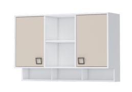 Kinderzimmer - Hängeschrank Benjamin 24, Farbe: Weiß / Creme - Abmessungen: 82 x 128 x 37 cm (H x B x T)