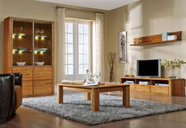 Wohnzimmer Komplett - Set B Jussara, 4 - teilig, teilmassiv, Farbe: Bernstein