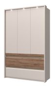 Kleiderschrank mit 3 Türen Papauta 03, Farbe: Kaschmir / Eiche dunkel - Abmessungen: 226 x 142 x 60 cm (H x B x T)