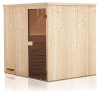 Elementsauna Kawir 68 mm mit Dachkranz - Außenmaße (B x T x H): 144 x 144 x 199 cm