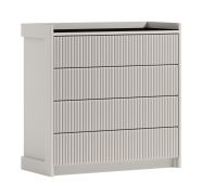 Kommode mit 4 Schubladen in Kaschmir, 90 x 90 x 40 cm, Soft Close und Push-to-open System, Rillenmuster an den Fronten, Ablagefläche aus Antisolglas
