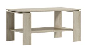 Schlichter Couchtisch, 54 x 110 x 65 cm, Sofatisch in Eiche Sonoma, 1 Ablagefach, stabil und langlebig, breite Beine, modernes Design