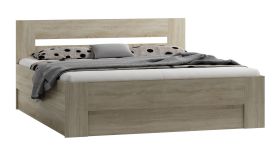 Modernes Doppelbett, Liegefläche 180 x 200 cm, mit Stauraum, in Eiche Sonoma, inkl. aufklappbarem Lattenrost, schlichtes Design